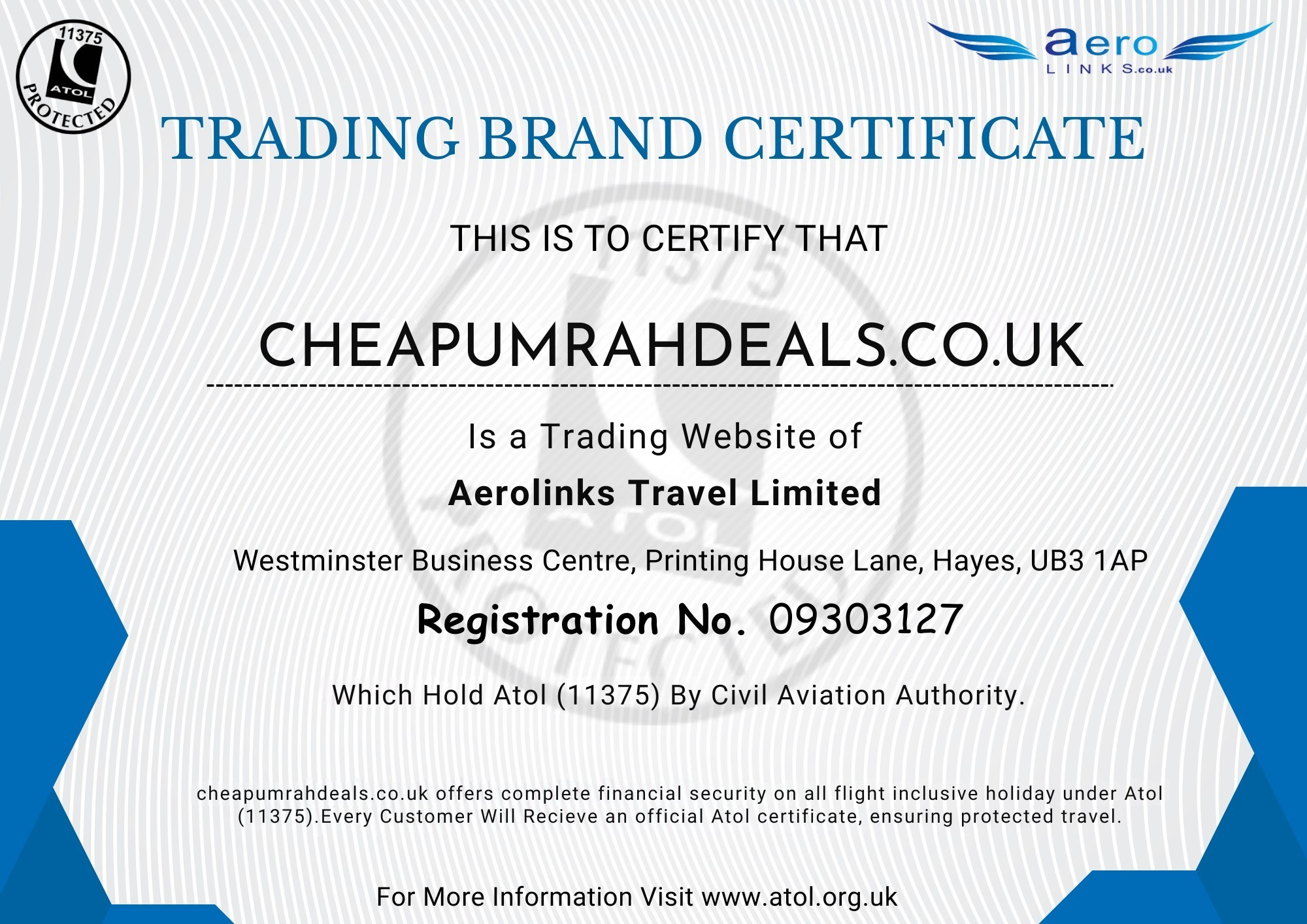 Is a Trading Website of Aerolinks Travel Limited