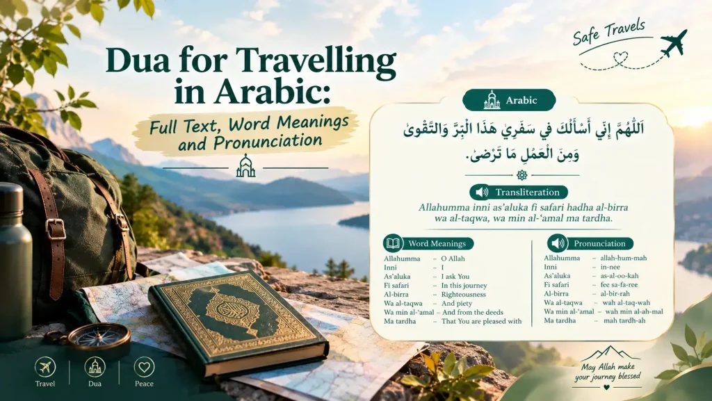 Dua for Travelling in Arabic Full Text, Word Meanings and Pronunciation